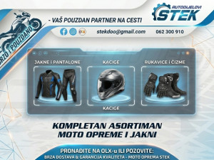MOTO OPREMA - JAKNE KACIGE RUKAVICE PANTALONE (SVE ZA MOTORE)