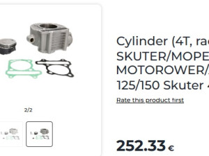 Cilindar GY6 125 150 Skuter Kineski RACING Vodeno Nikasil 61mm