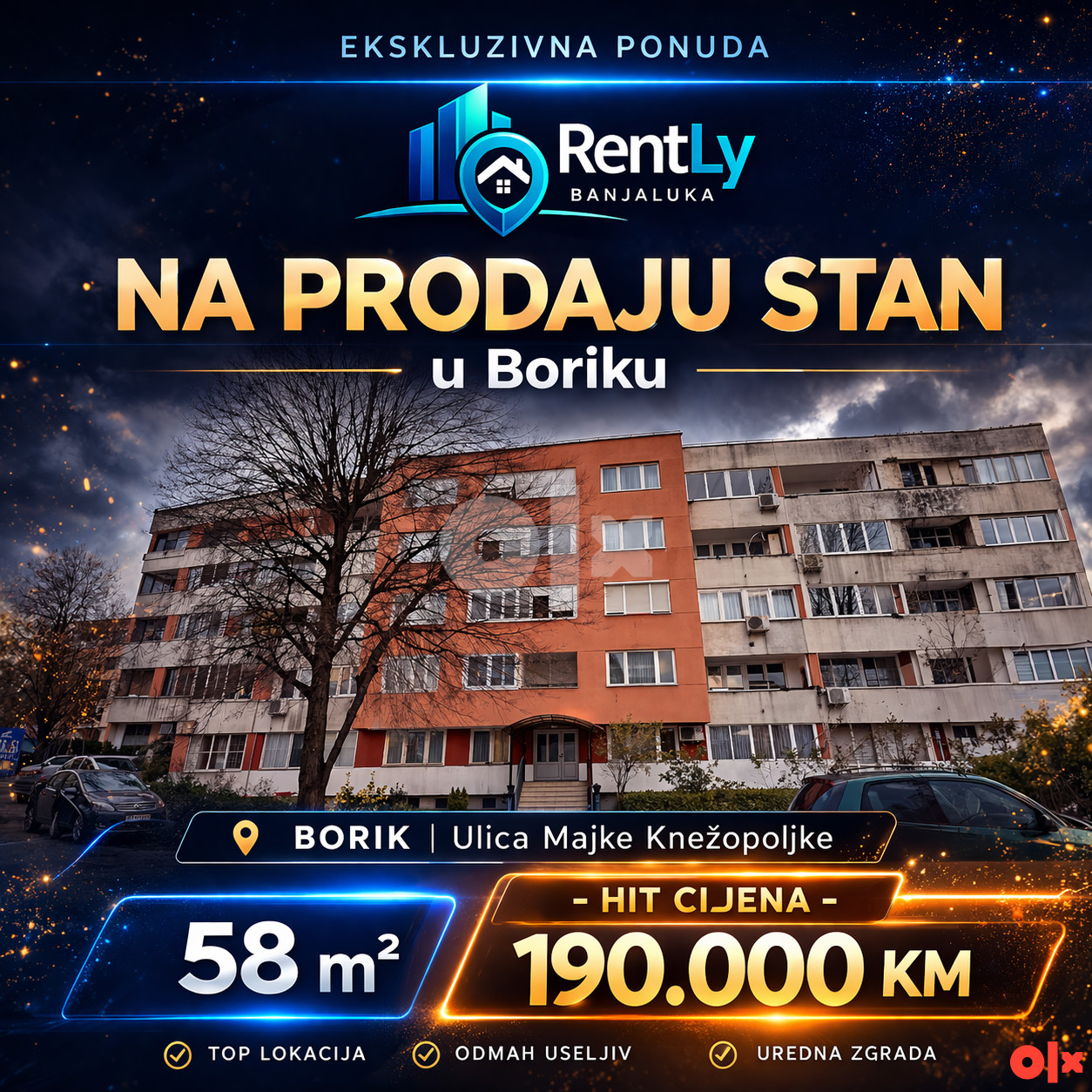 Na prodaju stan 58 m2-Naselje Borik-hit cijena