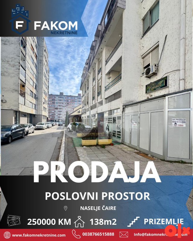 Na prodaju poslovni prostor 138m2, naselje Čaire
