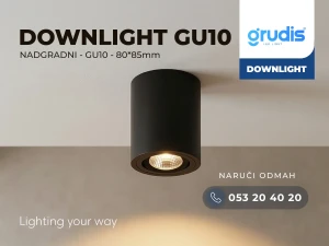 Nadgradni downlight GU10 80mm*85mm CRNI plafonjera