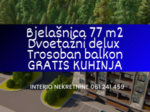 Bjelašnica 77 m2 trosoban dvoetažni + balkon, gratis kuhinja