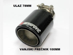 UKRASNI NASTAVAK AUSPUHA AKRAPOVIC IZLAZ 100MM ULAZ 78MM |444698|