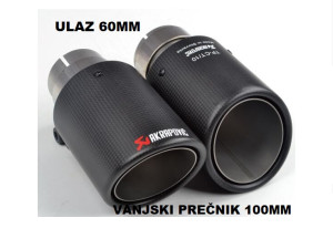 UKRASNI NASTAVAK AUSPUHA AKRAPOVIC 100MM ULAZ 60MM |444759|