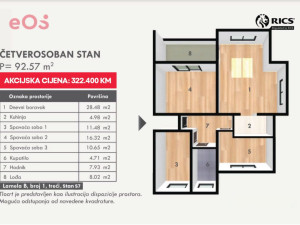 VRTOVI SUNCA - četvorosoban stan- 92,57 m2