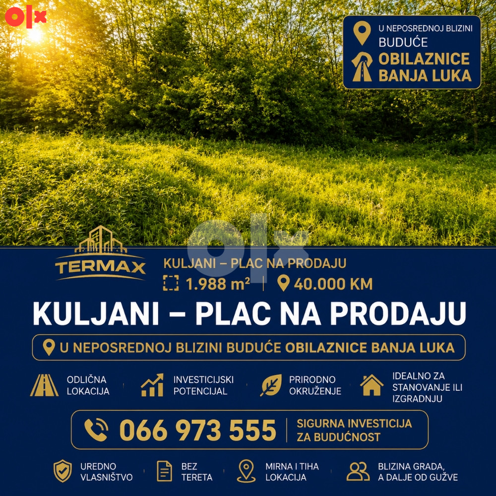 KULJANI - zemljište uz buduću Obilaznicu Banja Luka 2