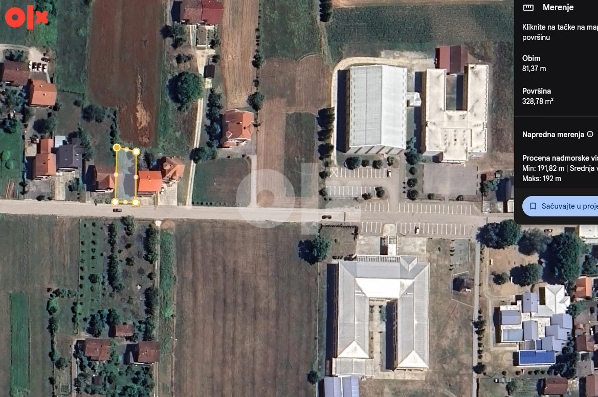Plac Čelinac - 48500 km za keš centar- prva zona - površina 328m2 2