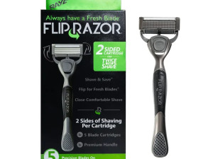 Brijač Flip Razor + dvostrani žilet s 5 oštrica - Green