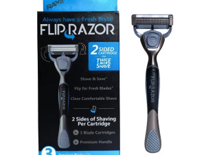 Brijač Flip Razor + dvostrani žilet s 3 oštrice - Blue