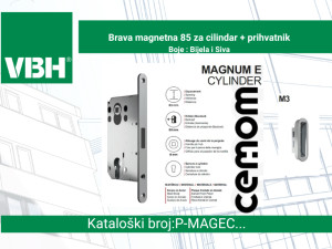 Brava magnetna 85 za cilindar+prihvatnik M3 Boje : Bijela i Siva