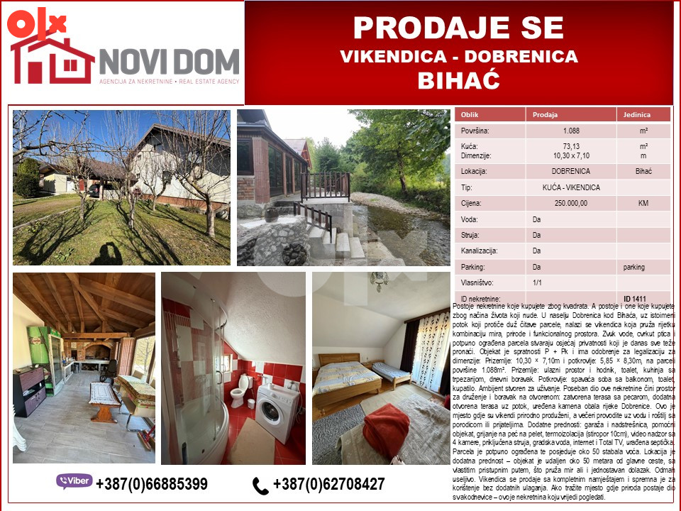 PRODAJE SE - Vikendica uz Potok- DOBRENICA - BIHAĆ