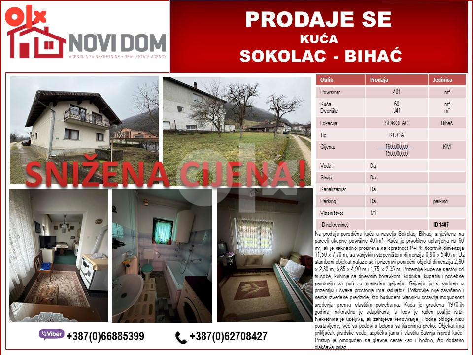 SNIŽENO - Kuća - SOKOLAC - BIHAĆ