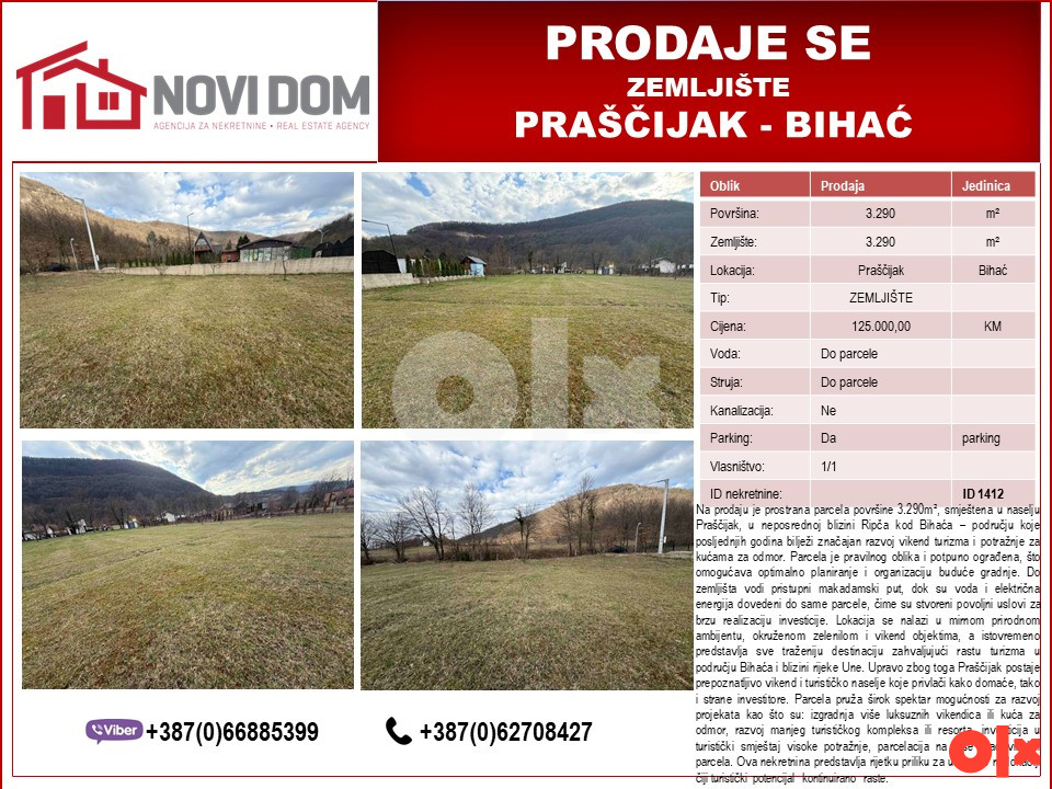 PRODAJE SE - Zemljište - PRAŠČIJAK - BIHAĆ