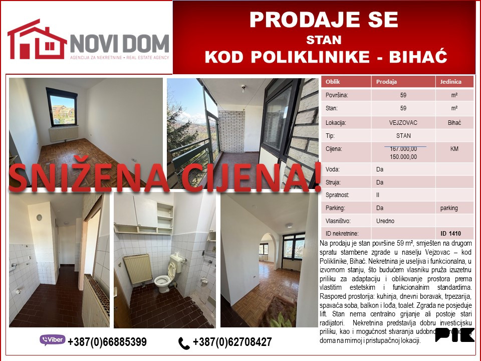 PRODAJE SE - Stan - Kod Poliklinike - BIHAĆ