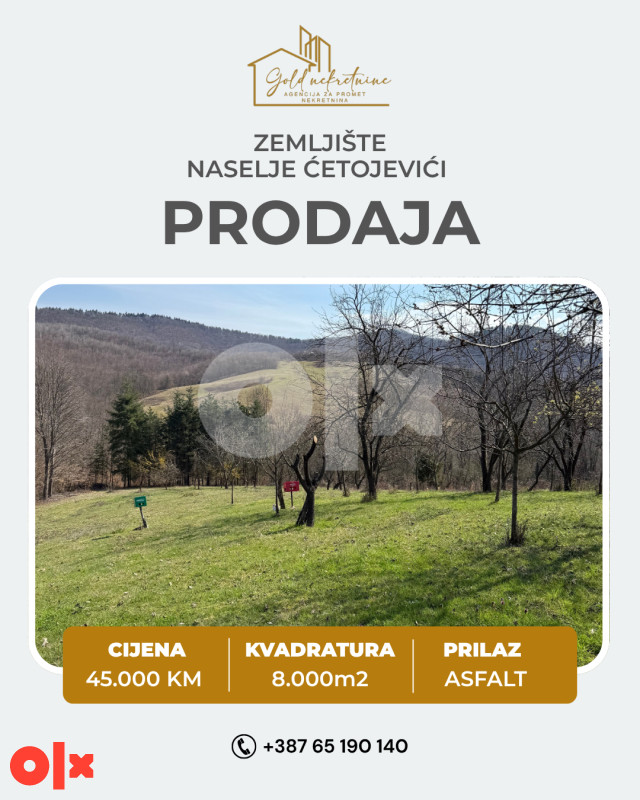 Na prodaju predivno zemljište Slatina, Ćetojevići