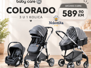 BabyCare kolica za bebu bebe 3u1 3 u 1 Colorado siva NOVO
