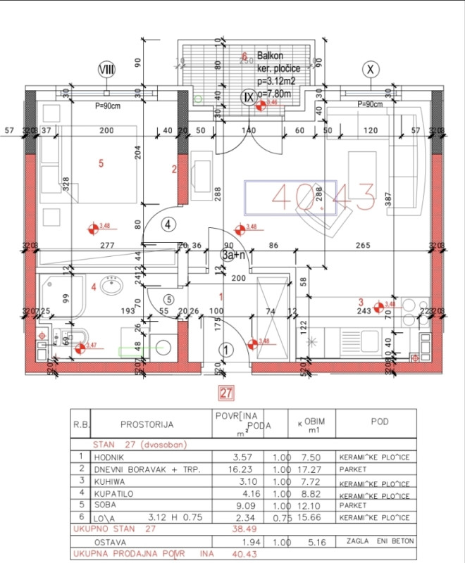 Nov nekorišten stan sa jednom spavaćom 40m2 Istočno Sarajevo 2