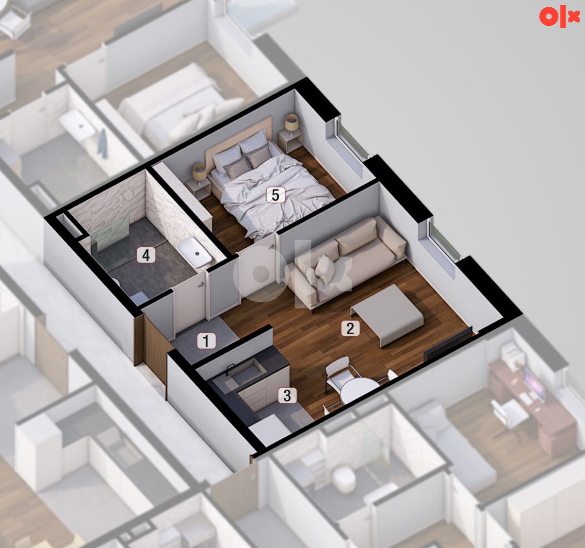 Jednosoban stan Ljubuški / 37.10 m2 / Novogradnja / Useljivo