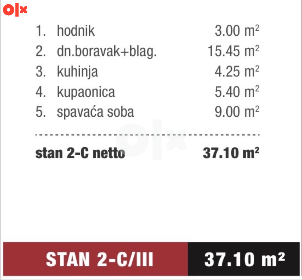 Jednosoban stan Ljubuški / 37.10 m2 / Novogradnja / Useljivo 3