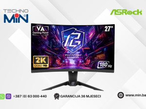 Gaming Monitor ASROCK PG27QRT1B 27" Curved VA, QHD, 180Hz