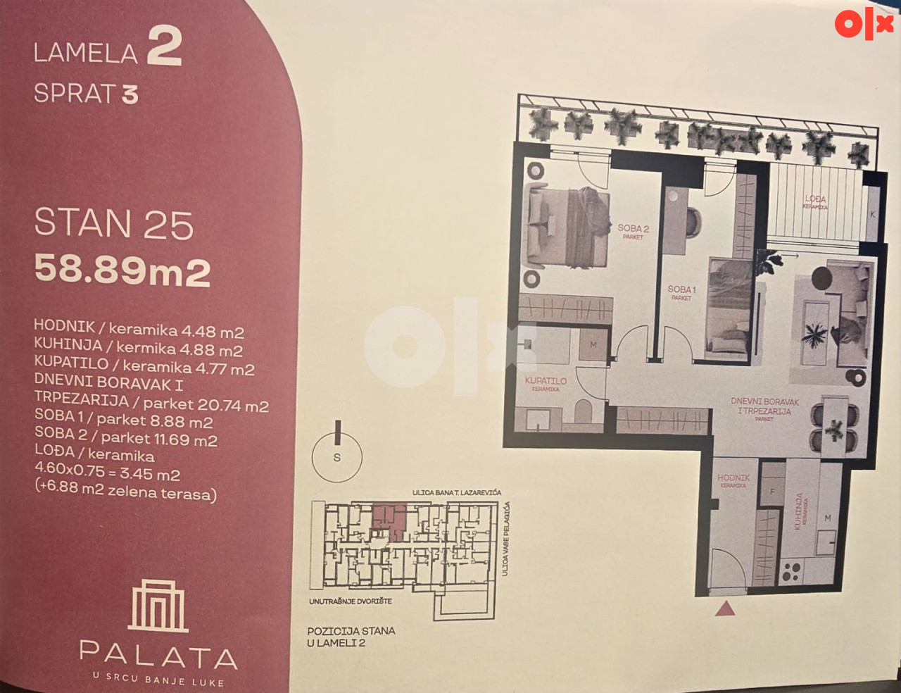 Trosoban stan 59m2 Palata Banja Luka 7