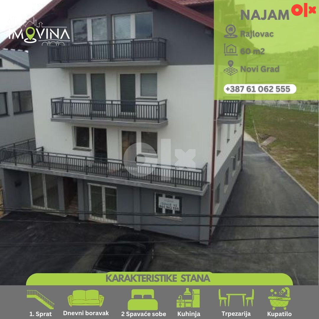 100941 Trosoban stan u kući 60m2, Rajlovac