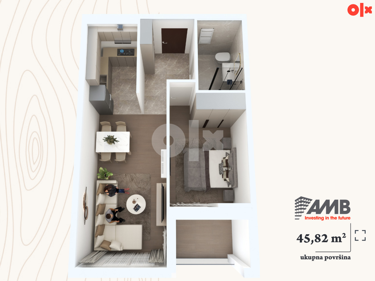 Prodaja dvosobnog stana u izgradnji 45,82 m2 Vrbas RESIDENCE 2