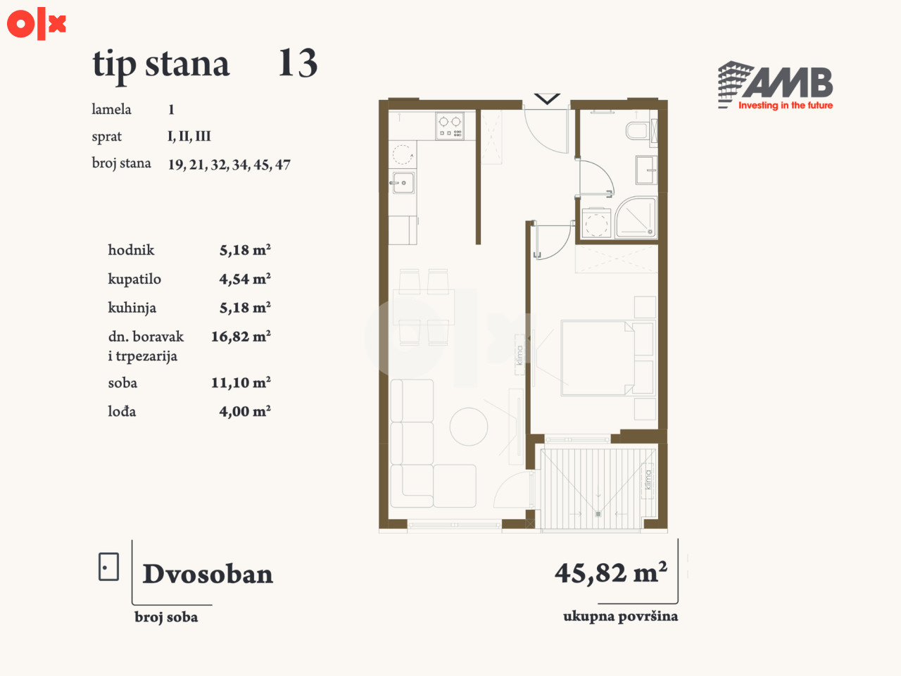 Prodaja dvosobnog stana u izgradnji 45,82 m2 Vrbas RESIDENCE 3