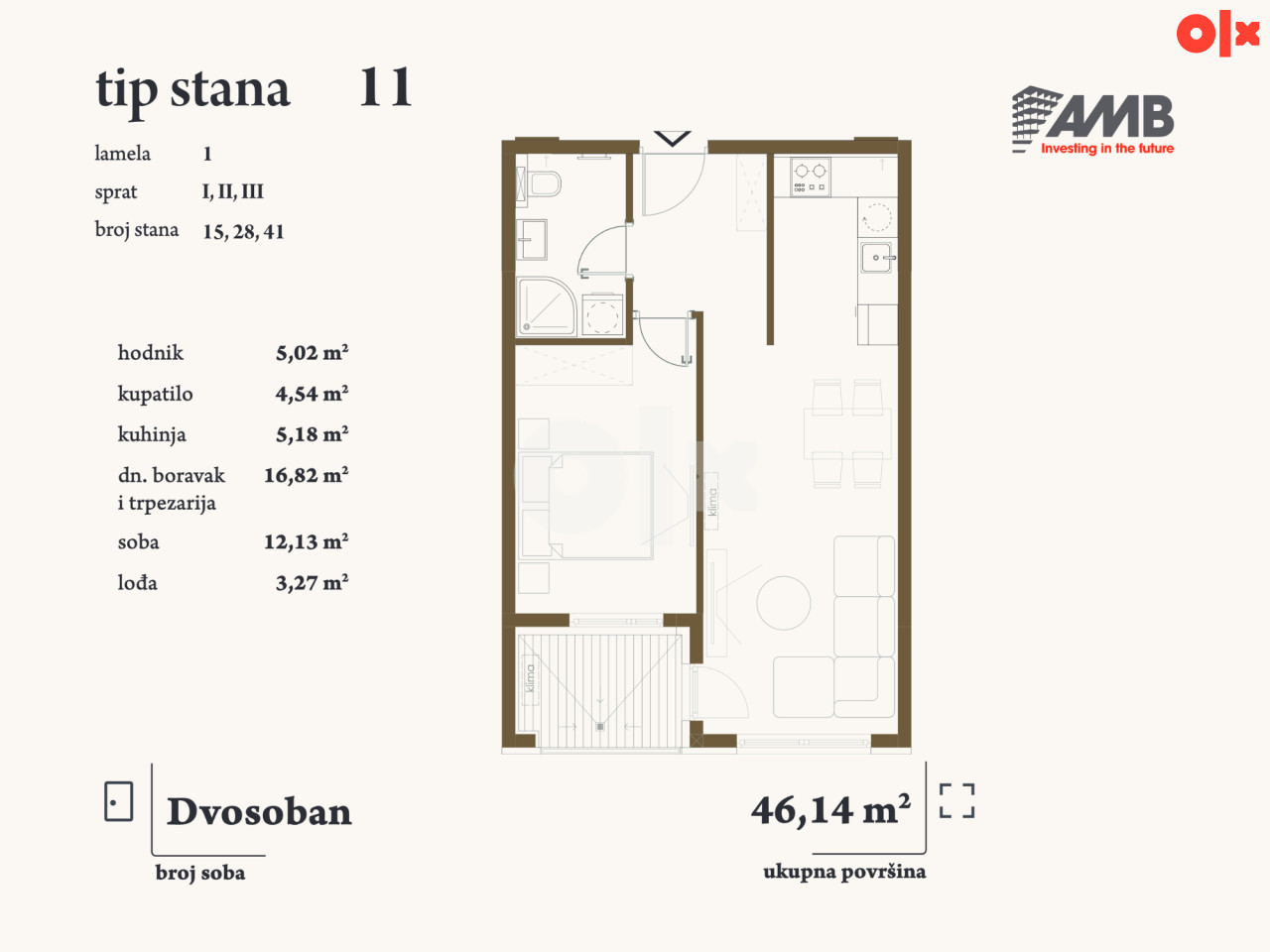 Prodaja dvosobnog stana u izgradnji 46,14 m2 Vrbas RESIDENCE 2