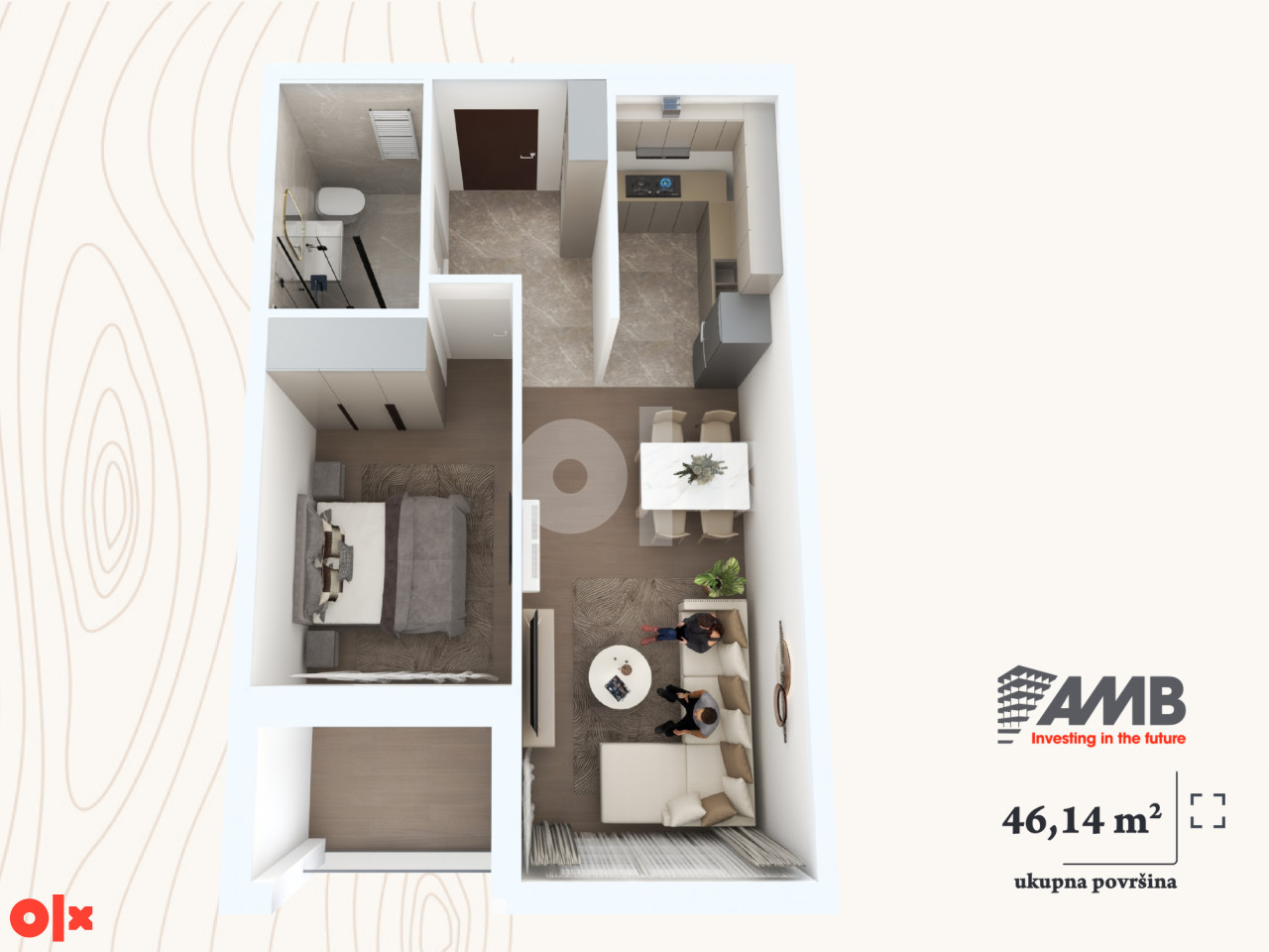 Prodaja dvosobnog stana u izgradnji 46,14 m2 Vrbas RESIDENCE 3