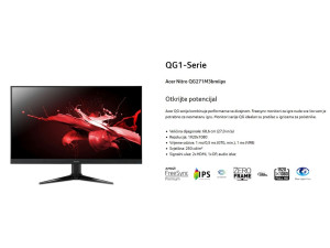 Acer 27" Nitro QG1 FHD 180HzFHD,IPS,250cd,1ms,HDMIx2,DP,SPK+Au...