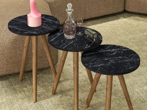 Set klub stolića 3/1 Falez 10 boja Crni Mermer