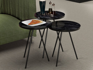 Set klub stolića 3/1 Falez 11 Boja Crni Mermer