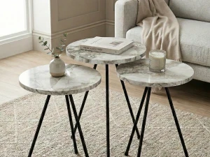 Set klub stolića 3/1 Falez 11 Boja Bijeli Mermer