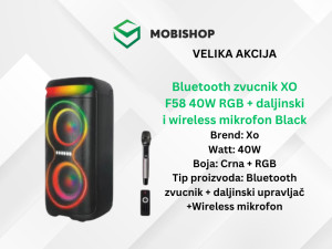 Bluetooth zvucnik XO F58 40W RGB  daljinski i wireless mikrofon