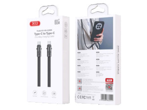 USB kabal XO NBQ288B Type C - Type C 60W Lanyard-uzica Black