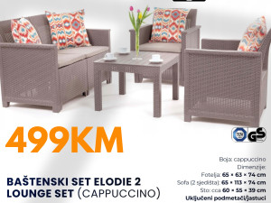 Baštenski set elodie 2 seater, kapućino ratan