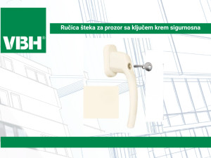 Ručica šteka za prozor sa ključem krem sigurnosna