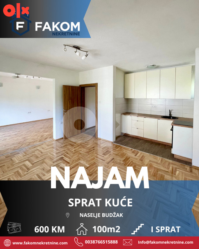 Iznajmljuje se nenamješten sprat kuće, naselje Budžak