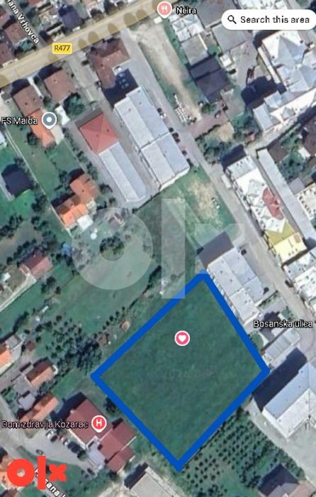 Prodaja zemljišta, centar Kozarca (Čaršija)