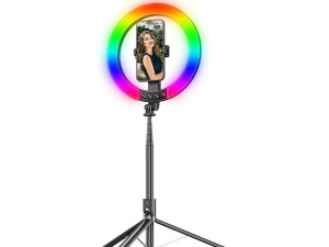 Selfie stalak s ring svjetlom Gigatech, RGB + 3 bijele, 31-190cm