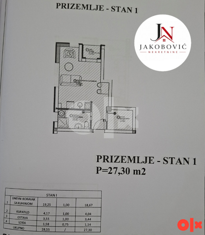 Garsonjera 27 m2, prizemlje u izgradnji