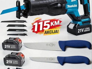 AKU reciprocna pila Makita sa 2 baterije + Set nozeva Dick 3/1