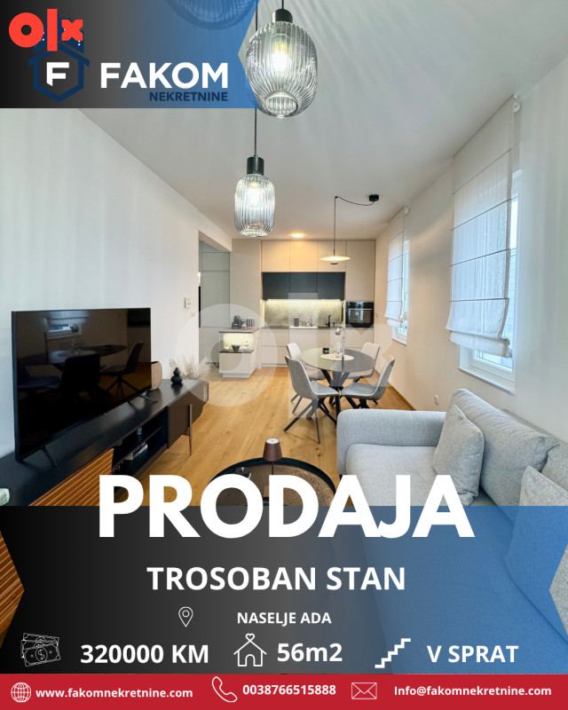Na prodaju moderan trosoban stan sa dvije garaže