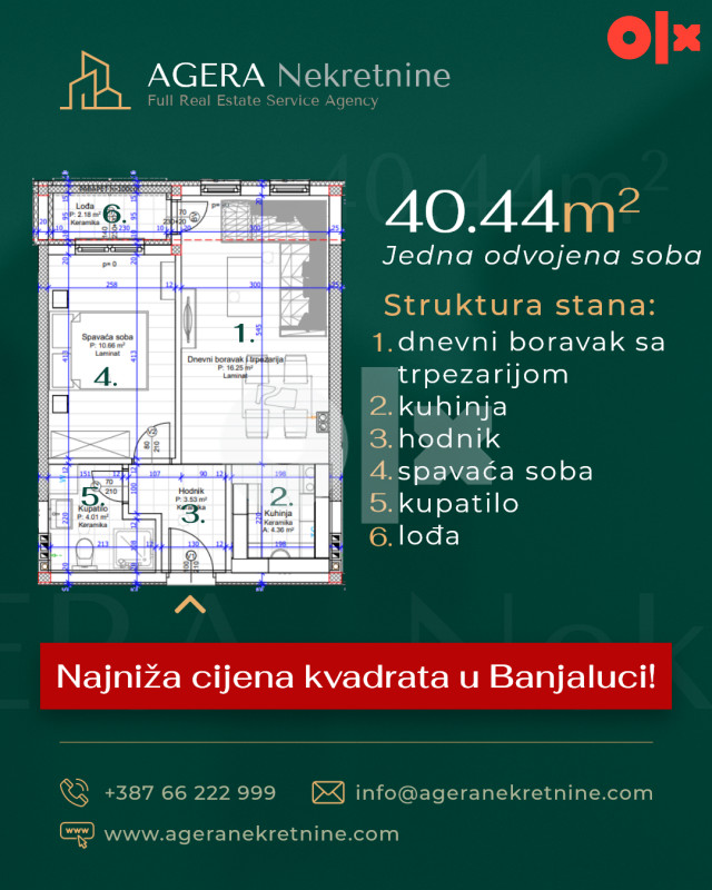 Atraktivan stan 41m2 Banja Luka u izgradnji naselje Budžak
