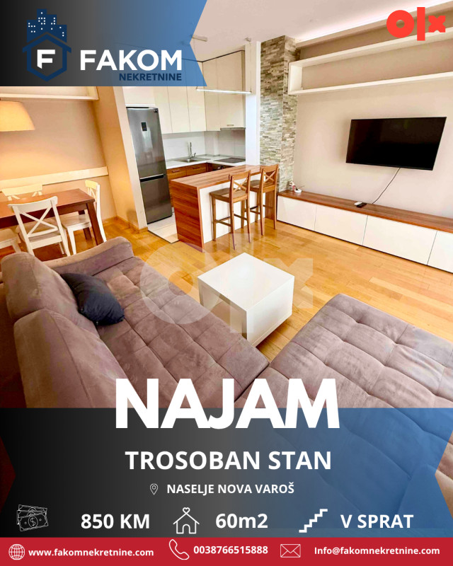 Iznajmljuje se trosoban stan u Novoj Varoši