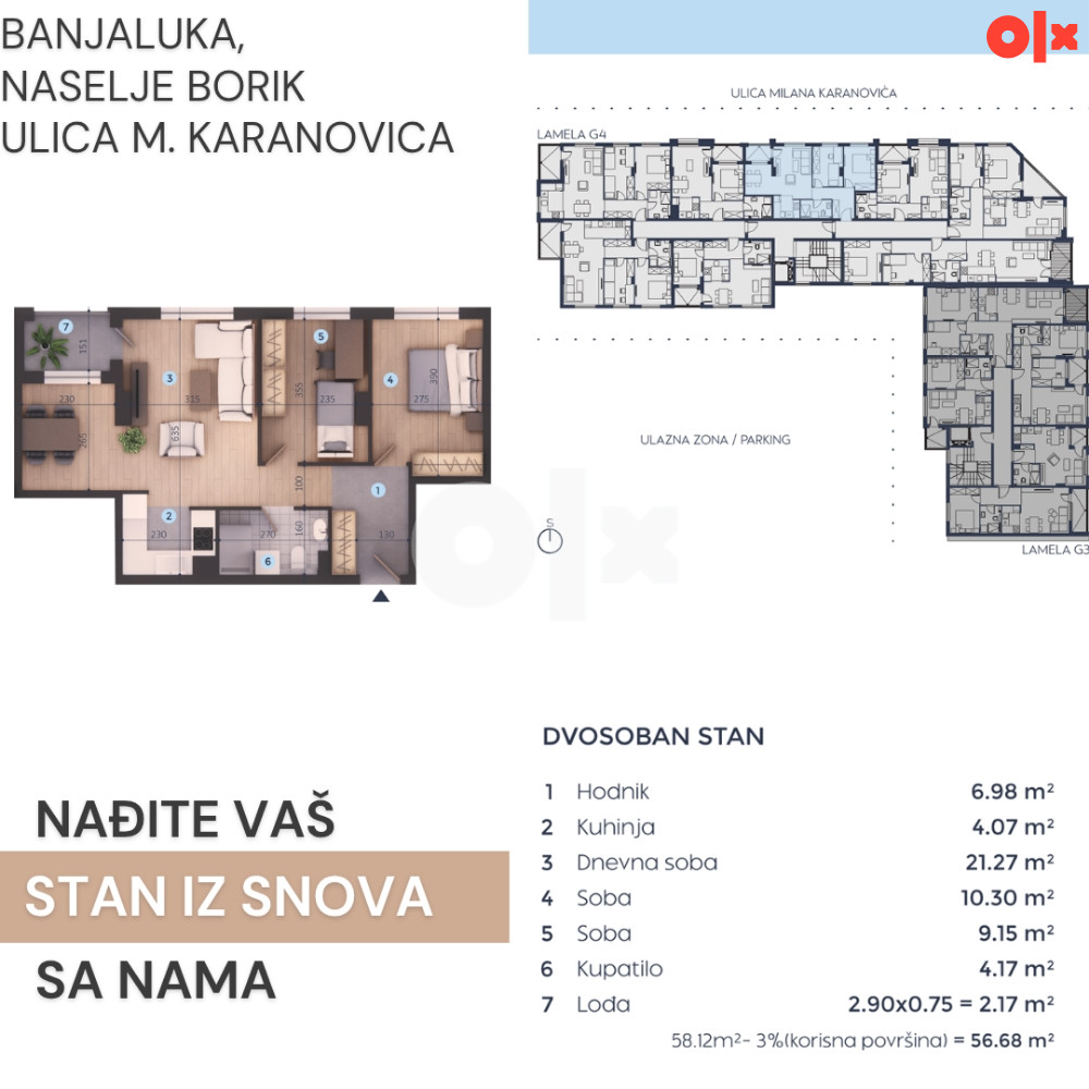 Stan Banja Luka 56m2