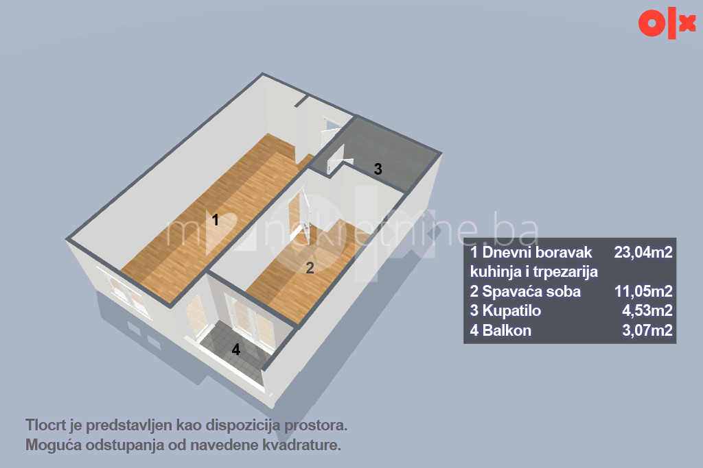 m2: Dvosoban apartman 40m2 / Trebević / Brus 13