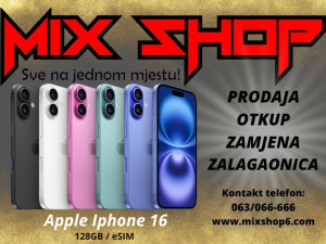 APPLE IPHONE 16 128GB *Novo* *Garancija*Zamjena*Sve boje 128 eSim