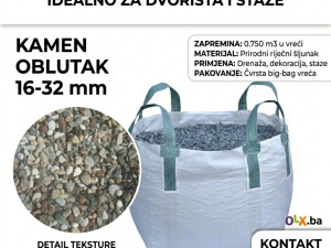 Kamen oblutak, Jumbo vreca, u vrecama za kran 16-32 mm